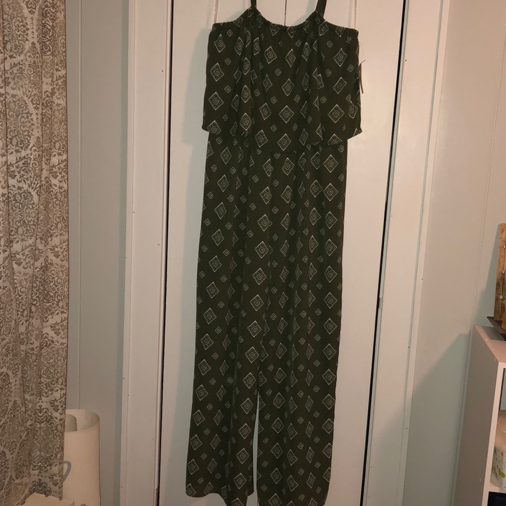 Green print Jump Suit